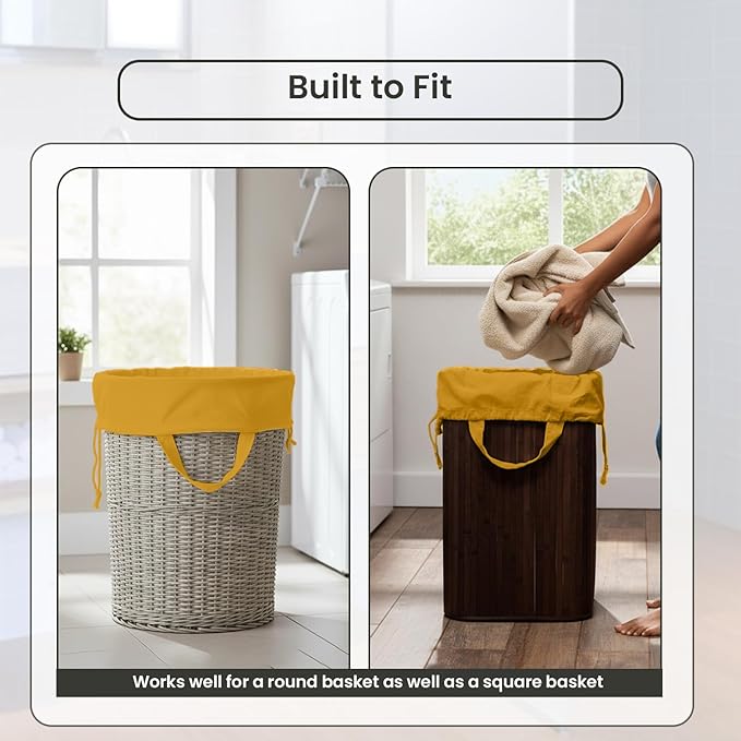 LFH Home Large Premium Cotton Canvas Laundry Bag with Drawstring and Handles Heavy Duty, Multi-Use, and Washable for Home, Travel, College or Storage 20x30 (Pack of 4)-Yellow