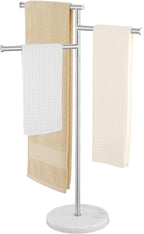 KES Free Standing Towel Racks for Bathroom with Weighted Marble Base, 40-Inch Floor Standing Towel Rack Stand, 3 Swivel Bars, Premium 18/8 Stainless Steel Brushed Finish, BTH219-2
