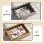 Acrylic Desk Drawer Organizer 12.2 x 8.27 x 1.77 Inch Storage Tray Organizer for Pens, Stationery, Desktop, Office, Bathroom, Kitchen, Makeup Supplies(5 Compartments, Clear)