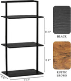 3-Tier Over the Toilet Storage Rack, Metal Wood Wall Mounted Floating Shelves for Bathroom Living Room Office, Black