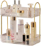 2 Tier Clear Countertop Storage - Bathroom & Kitchen Organizer, Cosmetics & Makeup Shelf, Spice Rack