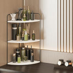 Bathroom Counter Organizer,Countertop Organizer,Vanity Organizers,Bathroom Storage,Bathroom Sink Caddy,Counter Shelf,Corner Counter,Corner Shelves(Black-White Marble)