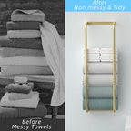 Towel Rack for Bathroom Wall Mounted, Bathroom Towel Storage, Rolled Bath Towel Holder, Small Space Bathroom Towel Storage, Bathroom Organizer - Brushed Gold