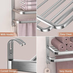 DDS-DUDES 23" Towel Racks for Bathroom with Towel Bars, 3 Tier Hotel Towel Shelf Stainless Steel Wall-Mounted Holder with Towel Shelves Brushed Nickel