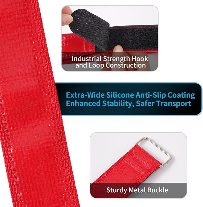 Trilancer Bike Rack Straps with Extra-Wide Silicone Anti-Slip Coating, 2-Pack Adjustable Bike Wheel Stabilizer Strap with Hook and Loop for Car and Wall Mount, Transportation and Storage (26''x1.5'')