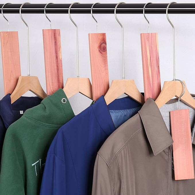 Cedar Blocks for Clothes Storage, Hang Ups 10pcs and Balls 20pcs for Closet Storage Totally 30PCs