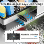 Sponge Holder for Kitchen Sink,Sink Caddy Organizer with Removable Brush Holder,Kitchen Countertop Soap Dispenser Storage with Detachable Towel Rack,Black