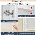 Keonjinn 48 x 32 Inch Large Medicine Cabinet Mirror, Assembly Required, White Bathroom Medicine Cabinets, Aluminum Framework, Adjustable Shelves, Tempered Glass, Soft Closing, Recessed or Wall Mount