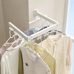 JOOM Clothes Drying Rack Wall Mounted,Folding Clothes Drying Rack,Retractable,Collapsible(Tri-Fold,Upgrade Hook),Wall Mounted Drying Rack for Laundry Balcony Bathroom (White)