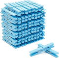 Juvale Wooden Clothes Pins - Strong Spring Grip for Laundry Clips - Colorful Clothespins for Crafts - Photo Display Clips - Pack of 100, Light Blue, 3.9"