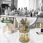 360 Rotating Makeup Organizer,3 Tier Large Capacity Make Up Organizers and Storage,Skincare Perfume Vanity Organizers,Bathroom Cosmetics Storage Organizer Countertop (Green)