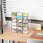 Yieach 9 Pack Small Acrylic Drawers With 18 Drawers,Clear Drawer Organizers Stackable,School,Office Supplies Organizer And Storage Bins for Stationery,Pen,Pencil,Craft,Glasses,Sunglass Organizer Case