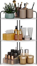 Bathroom Counter Organizer,Countertop Organizer,Vanity Organizers,Bathroom Storage,Bathroom Sink Caddy,Counter Shelf,Corner Counter,Corner Shelves(Black-White Marble)