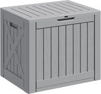 Greesum 40 Gallon Outdoor Deck Box, Resin Storage for Patio Furniture, Garden Tools, Pool Supplies, Weatherproof and UV Resistant, Lockable, Gray