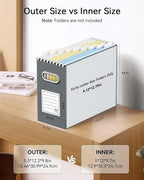 Oterri Cardboard File Organizer Box for Hanging File Folders Letter Size,File Box for Computer Desk,File Cabinet,Working Home,Office,Classroom (Dark Grey, Letter Size - 8 Packs)