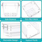 23 PCS Clear Plastic Drawer Organizers Set, 4 Size Desk Drawer Organizer Trays for Makeup, Jewelry, Kitchen Utensils, Gadgets and Office Accessories