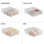 Underwear Organizer for Closet, Acrylic Socks Bra Underwear Drawer Organizer with Dividers, 24 Cell Stackable Closet Organizer and Storage Drawer for Clothing, Baby Clothes, Bra, Ties, Scarf