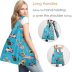 BeeGreen Animals Lover Gifts for Women Animals Reusable Grocery Bags Shopping Bags Bulk 6 Pack 50LBS X-Large Foldable Hedehog Cats Dogs Frog