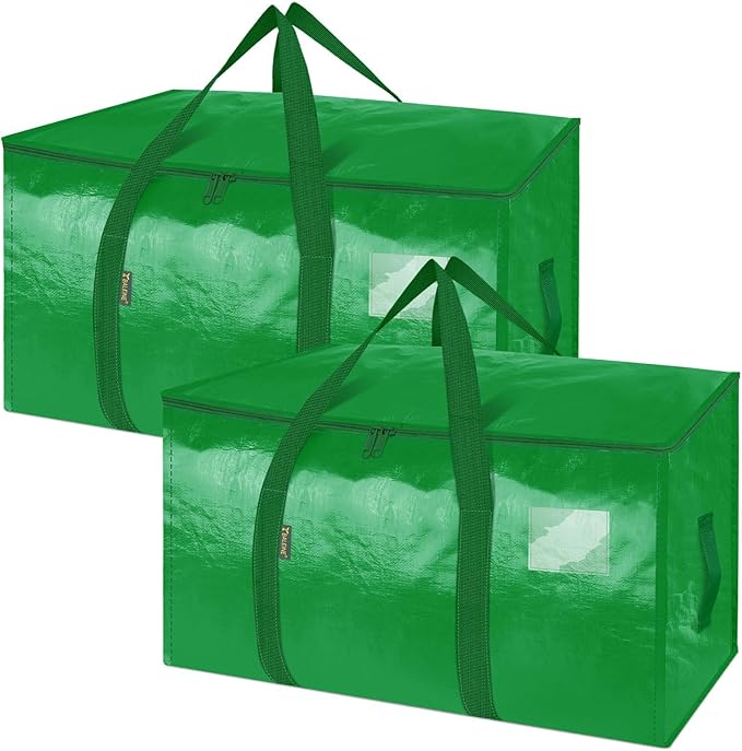 BALEINE 2-Pack Oversized Moving Bags with Reinforced Handles, Heavy-Duty Storage Tote for Clothes, Moving Supplies (Light Green, 2-Pack)