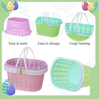 Havawish Easter Baskets Bulk with Handle Small Colorful Plastic Eggs Baskets Easter Bucket for Egg Hunt Spring Party Favors(50 Pcs,Rectangular)