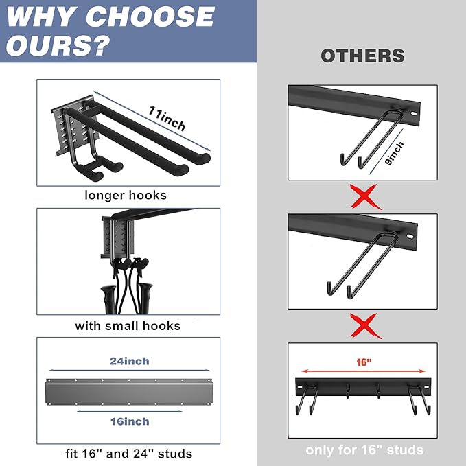 WALMANN Garage Storage Organization Wall Ski Rack 8 Pairs of Skis Mount Ski Hanger for Garage Snowboard Wall Rack Holds Up to 400 lbs