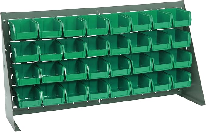Quantum Storage Systems QBR-3619-210-32GN Ultra Bin Complete Bench Rack Package with 32 Ultra Bins, 36" x 8" x 19" , Green