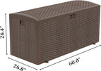 Outdoor Storage Box Waterproof, 180 Gallon Pro Lockable Resin Deck Box Large, Patio Storage Bin for Pool Accessories Cushion Furniture, Garden Tools, UV-Resistant Outside Delivery Brown