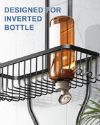 Shower Caddy Hanging - Never Rust Shower Hanging Organizer - Aluminum Over the ShowerHead Caddy with Soap Basket and 6 Hooks for Razor/Sponge (Black)