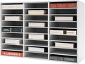 27 Compartments Literature Organizer with Adjustable Stackable Shelves, Doorless File Classification Cabinet, Office Classroom Mailbox with Anti-Slip Pads for Home Office School, White