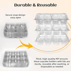 12 Count x 20 Sets Plastic Cupcake Containers, Durable and BPA-Free Cupcake Holder with Lid for Easy Transport Storage, Stackable Clear Cupcake Carriers, Reusable Dessert Boxes