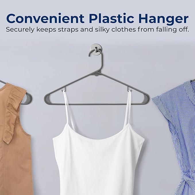 SereneLife 30 Pack Plastic Hangers, Non-Slip, Space-Saving Closet Organizers, Durable and Strong for Shirts, Sweaters, Hoodies, Kids Clothes & Dresses, Ultra-Thin, Lightweight
