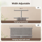 ELYKEN Standing Towel Racks for Bathroom, 2-Tier Floor Towel Holder Stand with Weighted Marble Base, Freestanding Bath Towel Rack, Width Adjustable & Stainless Steel Brushed Finish