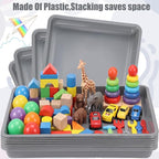 Maitys 15 Pcs Flat Plastic Trays 16.1 x 11.8'' Sensory Storage Paper Tray Stackable Classroom Bins for Office Home Organizer Crafts Supplies(Gray)
