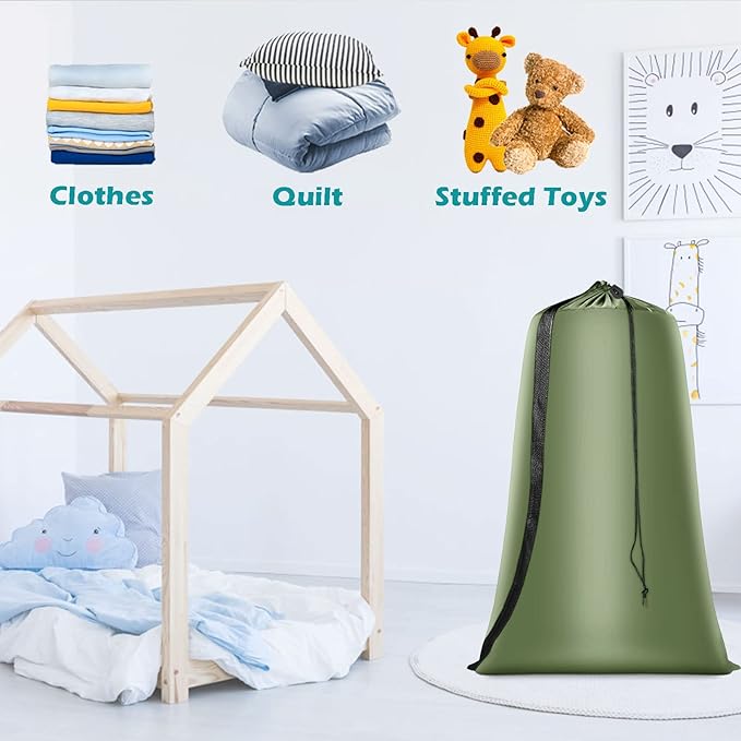 Heavy Duty Laundry Bag 2 Pack XL Nylon Laundry Bags with Straps, Washable Large Dirty Clothes Organizer with Drawstring Closure, Travel Washing Bag Fit a Laundry Hamper or Basket