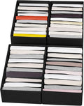 4 Packs T-shirt Drawer Organizers for Clothing,10 Grids Compartment Wardrobe Storage Box, Washable Clothes Organizer for Folded Clothes, T-shirt, Legging-Black