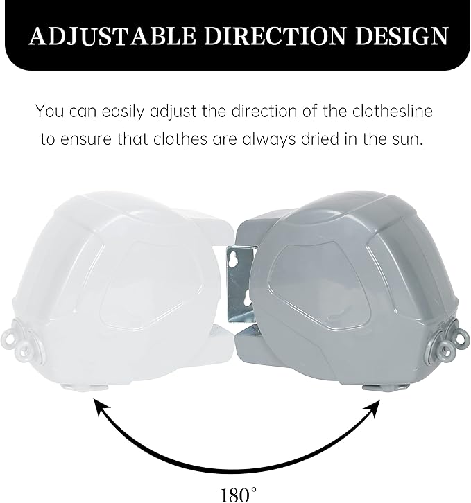 Retractable Clothesline Heavy Duty Retracting Clothes Line Outdoor and Indoor with Durable ABS Shell and 2x49 Feet Extruded PVC Line,with Lock to Prevent Sagging