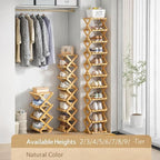 The 9-Tier No-Assembly Bamboo Rack, Folding Bamboo Shoe Rack Organizer with Collapsible Vertical Design, Space-Saving & No-Tool Assembly, for Entryways,Corners,Bedrooms,Balconies (Brown,8)