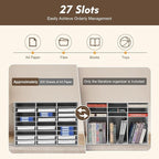 27 Compartments Literature Organizer with Adjustable Stackable Shelves, Doorless File Classification Cabinet, Office Classroom Mailbox with Anti-Slip Pads for Home Office School, White