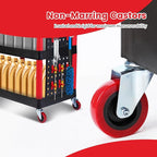 MaxWorks 50886 3 Shelf Rolling Utility Service Cart with Storage Carts and Bottle Holders with Side Hanging Hook 440-lb Capacity