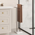KES Bronze Standing Towel Rack with Weighted Marble Base, 2-Tier Towel Rack Stand for Bathroom Floor, Bath Towel Holder Fits Bath Towel & Hand Towel,18/8 Stainless Steel, BTH217-BB