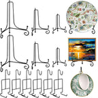 6 Pcs 3 Size Black Plate Stands for Display, 4 6 8 Inch Holder & Cup and Saucer Display Stand for Picture Frames, Book, Card, Mug Organizer, Bowl, Decorative Plates, Tablet, Art