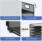7-Tier Paper Organizer for Desk, Letter Tray with Handle Mesh Desk File Organizer, Workspace Organizers, Paper Sorter Organizer for Office Home School (Black)