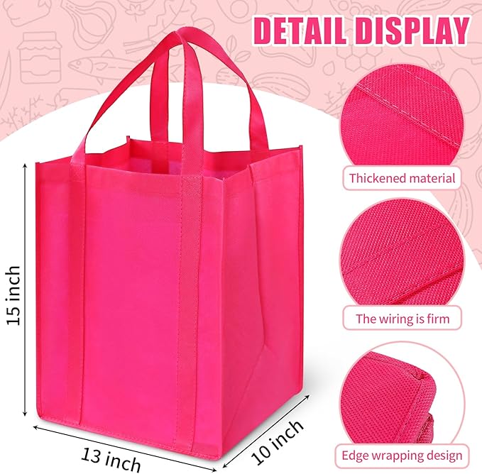 12 Pack Heavy Duty Reusable Grocery Bags - Large Shopping Totes Reinforced Handles, Holds 40 lbs, Foldable and Washable (Green)