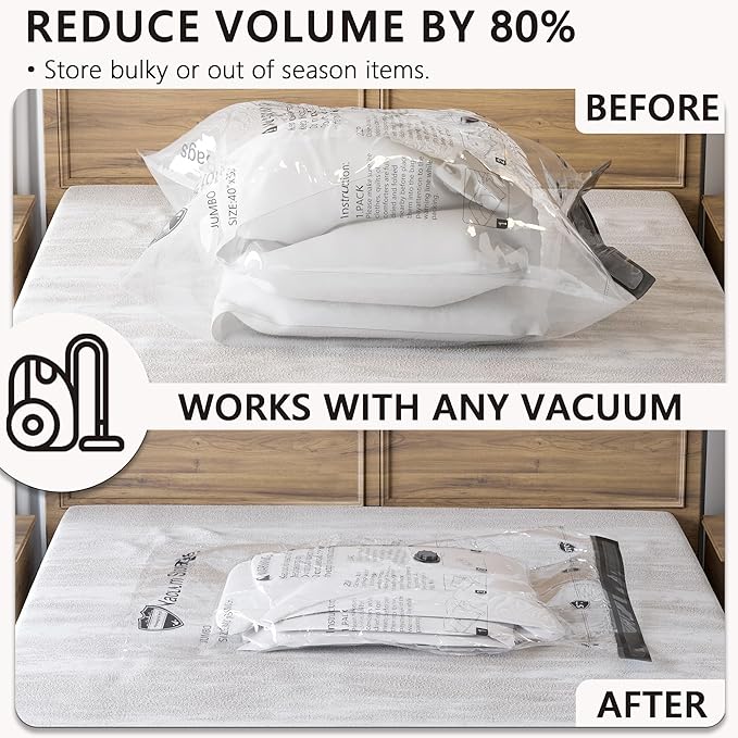 Vacuum Storage Bags, Compression Packing Space Saver Seal Bags for Clothing Bedding Comforters Blankets Pillows, 28 Combo