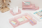 Annova Mesh Stackable Drawer Cabinet and Shelf Organizer Bins Storage Basket School Office Supply Holder Tray- Set of 2 (Light Pink, 3x12x2 Inch)