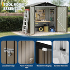 6X4 FT Outdoor Storage Shed, Galvanized Steel Outdoor Storage Shed, 130 Cu Ft Weather Resistant Garden Tool Sheds with Door & Sloped Roof, Multi-Use Shed for Bikes, Ladders
