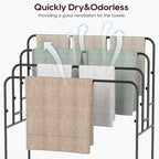 44" Extra Large Free Standing Towel Rack - 4 Tier Outdoor Pool Towel Holder, Versatile Blanket and Quilt Rack Stand for Living Room, Bathroom, Bedroom, Beach, Hot Tub, Gym and Pool Area Outside