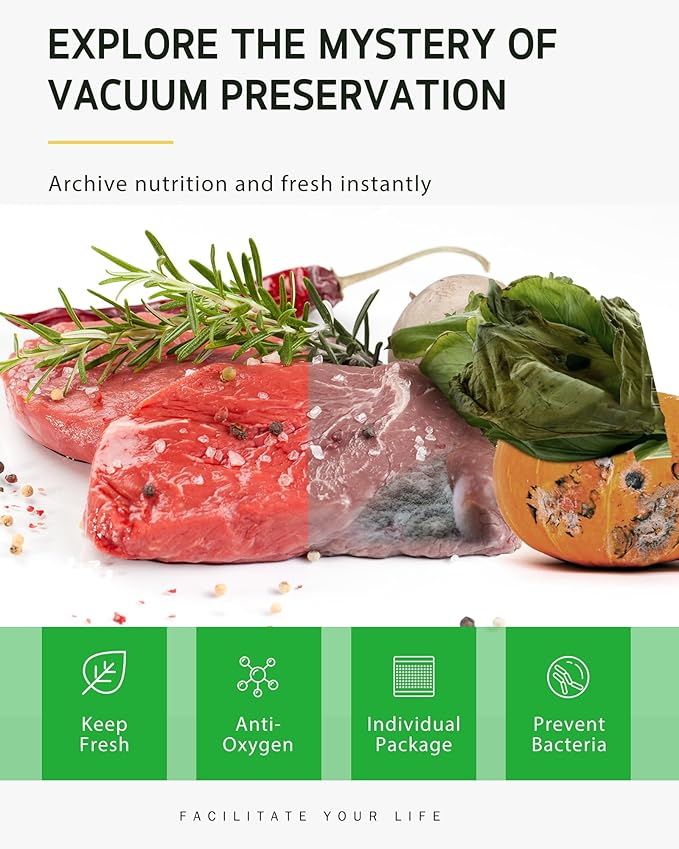 Syntus Vacuum Sealer Bags for food, 2 Pack 11" x 20' Commercial Grade Bag Rolls, Food Vac Bags for Storage, Meal Prep or Sous Vide