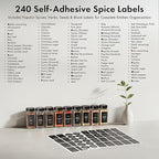Glass Spice Jars with Label and Black Lids (24 x 4oz) Spice Containers with 240 Labels, Shaker Inserts, Steel Funnel, Empty Square Empty Square Seasoning Organizer