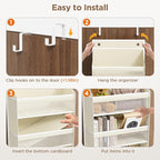 Over The Door Organizer, 6 Shelf Door Hanging Organizers with 6 Large Capacity Pockets, Behind Door Storage Hanging Shelves for Closet Wall Bathroom Bedroom Nursery